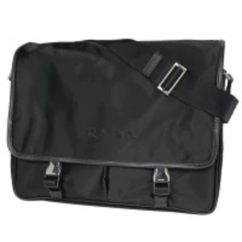 Prada Plate Shoulder Bag Messenger Crossbody Nero Black